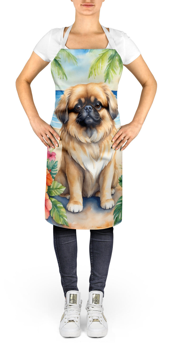 Pekingese Luau Apron Cooking Kitchen Server Baking Crafts Gardening for Adult Women Men, Unisex, Large, Multicolor