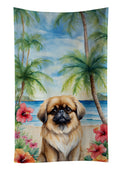 Pekingese Luau Kitchen Towel Velour Plush Front and Cotton Loop Back Machine Washable