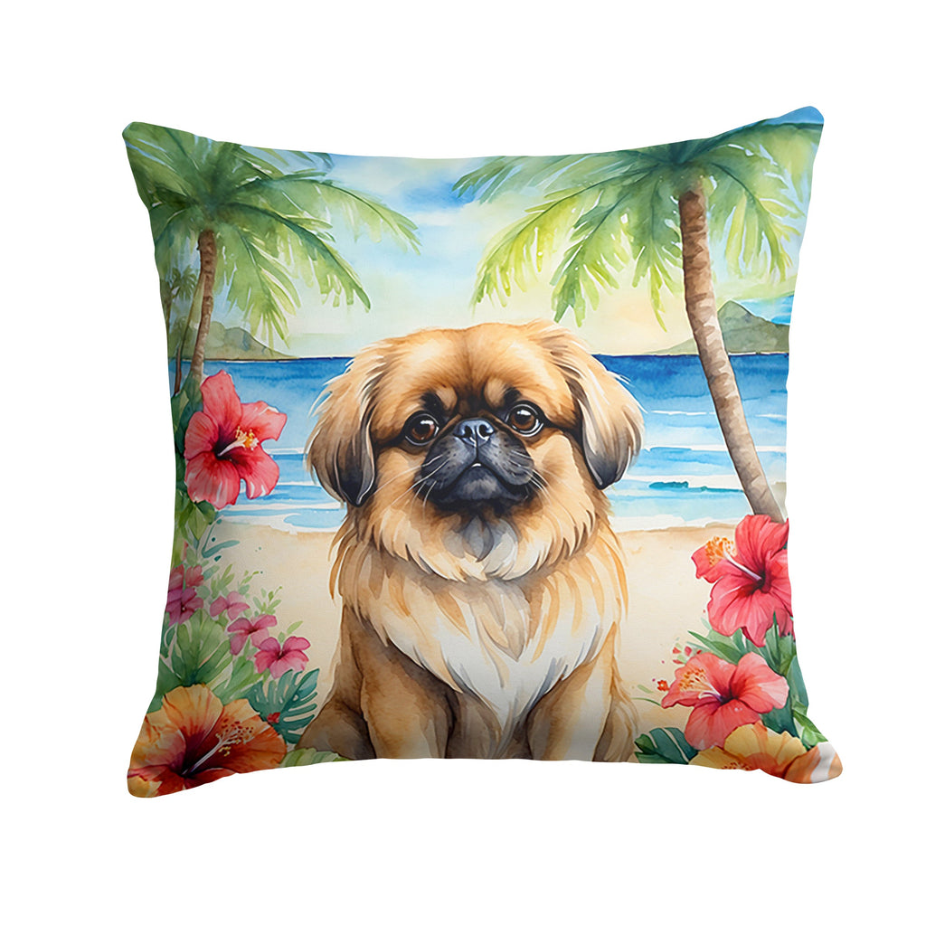 Pekingese Luau Decorative Throw Pillow 18x18 Indoor Outdoor Accent Cushion, Fabric Cover with Insert for Sofa, Bed, Porch & Living Room