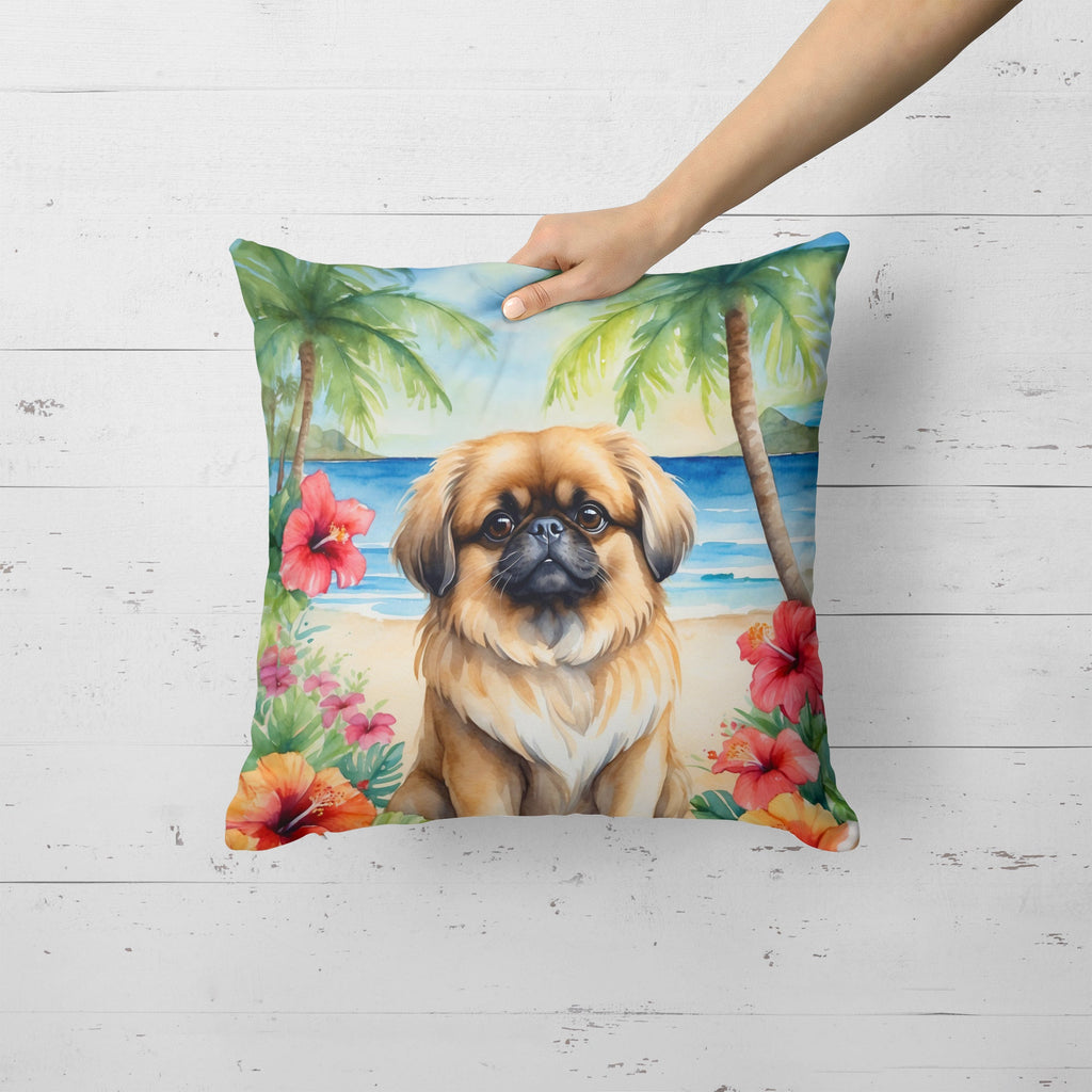 Pekingese Luau Decorative Throw Pillow 18x18 Indoor Outdoor Accent Cushion, Fabric Cover with Insert for Sofa, Bed, Porch & Living Room