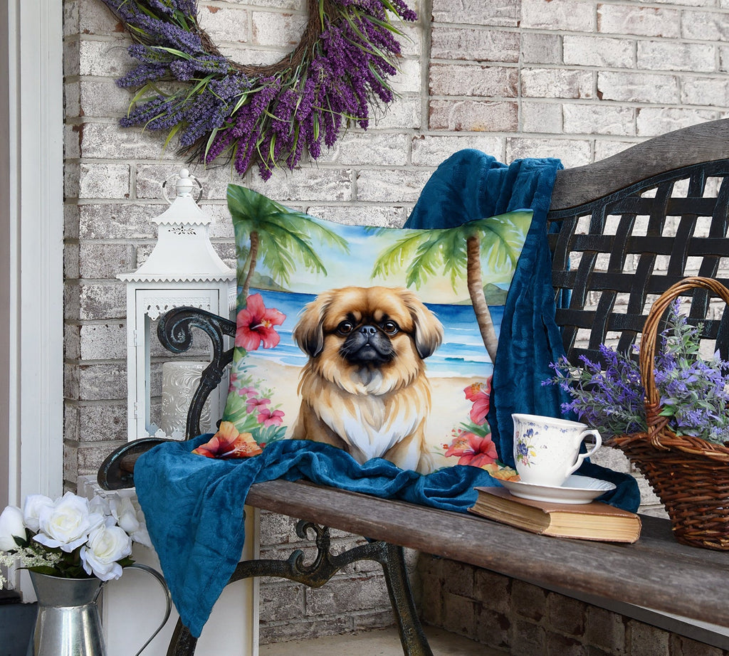 Pekingese Luau Decorative Throw Pillow 18x18 Indoor Outdoor Accent Cushion, Fabric Cover with Insert for Sofa, Bed, Porch & Living Room