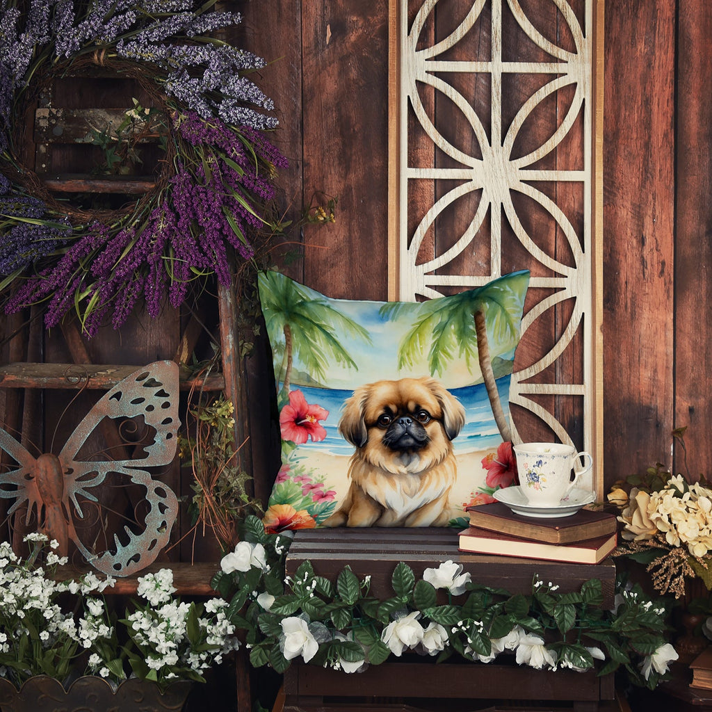 Pekingese Luau Decorative Throw Pillow 18x18 Indoor Outdoor Accent Cushion, Fabric Cover with Insert for Sofa, Bed, Porch & Living Room