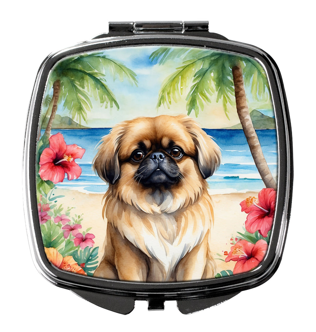 Pekingese Luau Compact Mirror Decorative Travel Makeup Mirror for Women Girls Gifts Pocket Makeup Mirror Folding Handheld