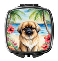 Pekingese Luau Compact Mirror Decorative Travel Makeup Mirror for Women Girls Gifts Pocket Makeup Mirror Folding Handheld