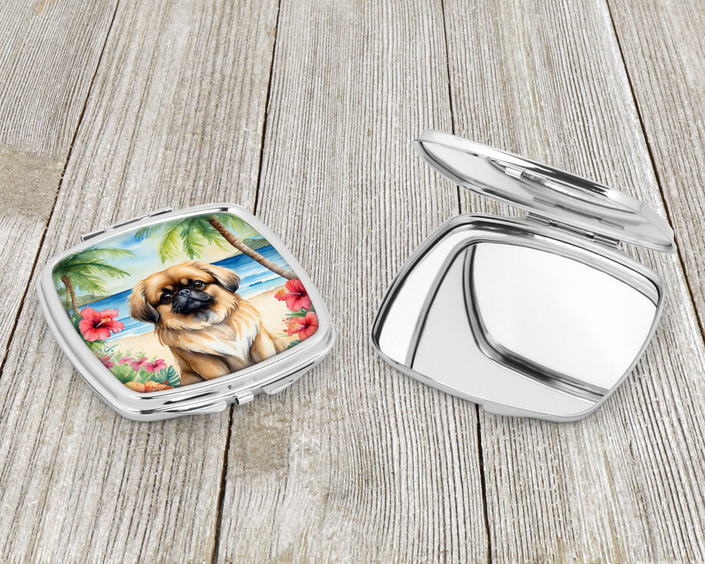 Pekingese Luau Compact Mirror Decorative Travel Makeup Mirror for Women Girls Gifts Pocket Makeup Mirror Folding Handheld