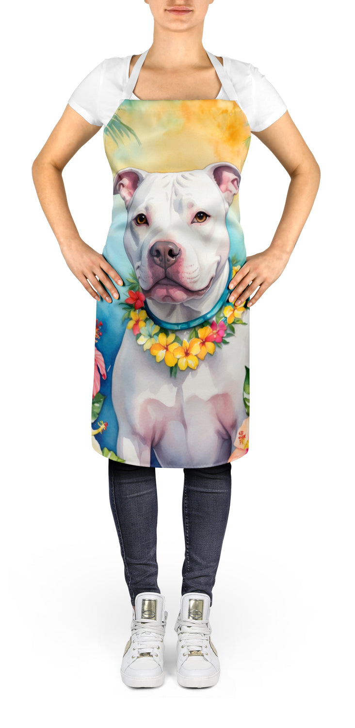 Pit Bull Terrier Luau Apron Cooking Kitchen Server Baking Crafts Gardening for Adult Women Men, Unisex, Large, Multicolor