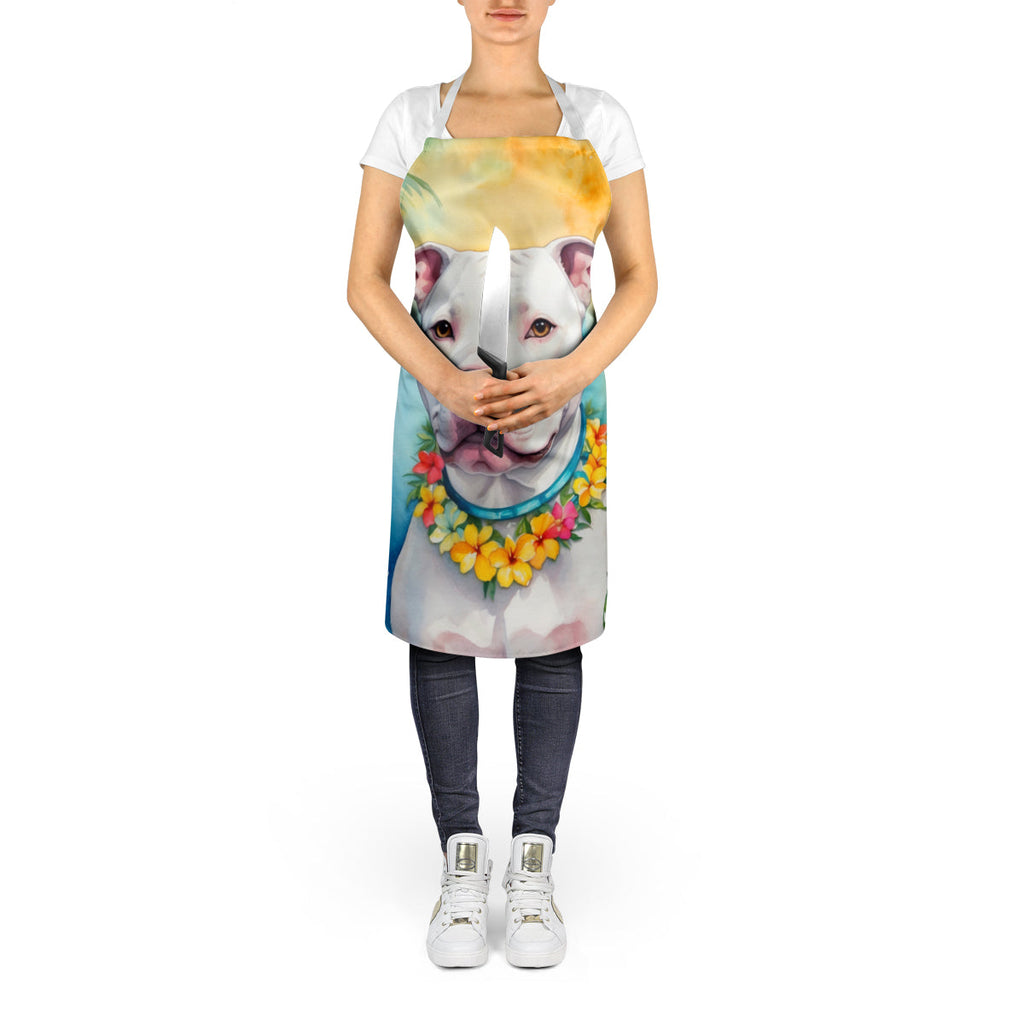 Pit Bull Terrier Luau Apron Cooking Kitchen Server Baking Crafts Gardening for Adult Women Men, Unisex, Large, Multicolor