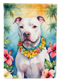 Pit Bull Terrier Luau House Flag 28x40 Porch Sleeve Pole Decorative Outside Yard Banner Artwork Wall Hanging, Polyester