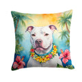 Pit Bull Terrier Luau Decorative Throw Pillow 14x14 Indoor Outdoor Accent Cushion, Fabric Cover with Insert for Sofa, Bed, Porch & Living Room