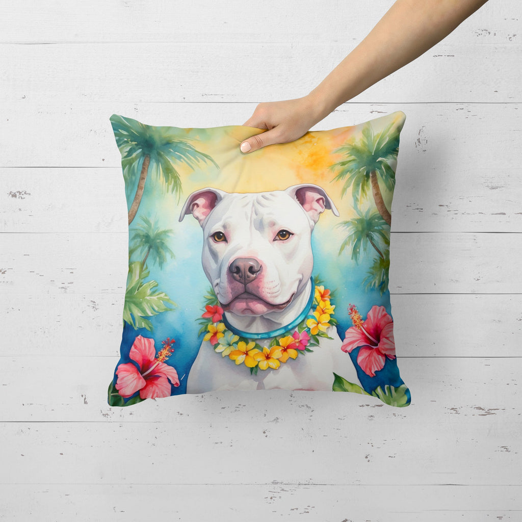 Pit Bull Terrier Luau Decorative Throw Pillow 18x18 Indoor Outdoor Accent Cushion, Fabric Cover with Insert for Sofa, Bed, Porch & Living Room