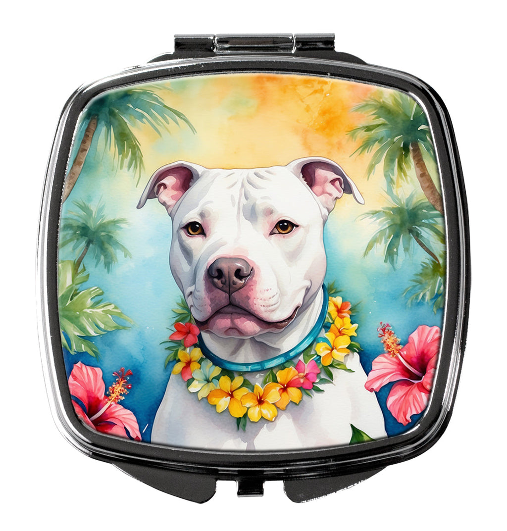 Pit Bull Terrier Luau Compact Mirror Decorative Travel Makeup Mirror for Women Girls Gifts Pocket Makeup Mirror Folding Handheld