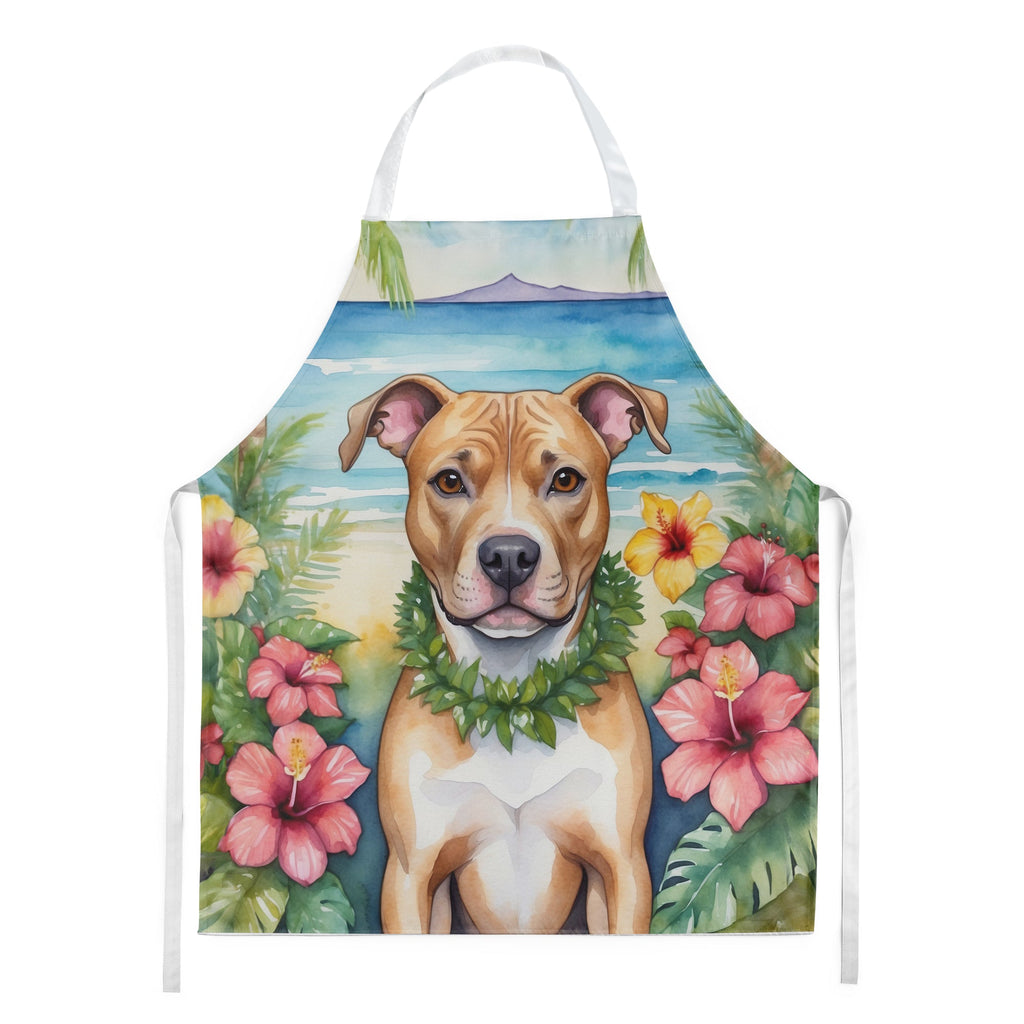 Pit Bull Terrier Luau Apron Cooking Kitchen Server Baking Crafts Gardening for Adult Women Men, Unisex, Large, Multicolor