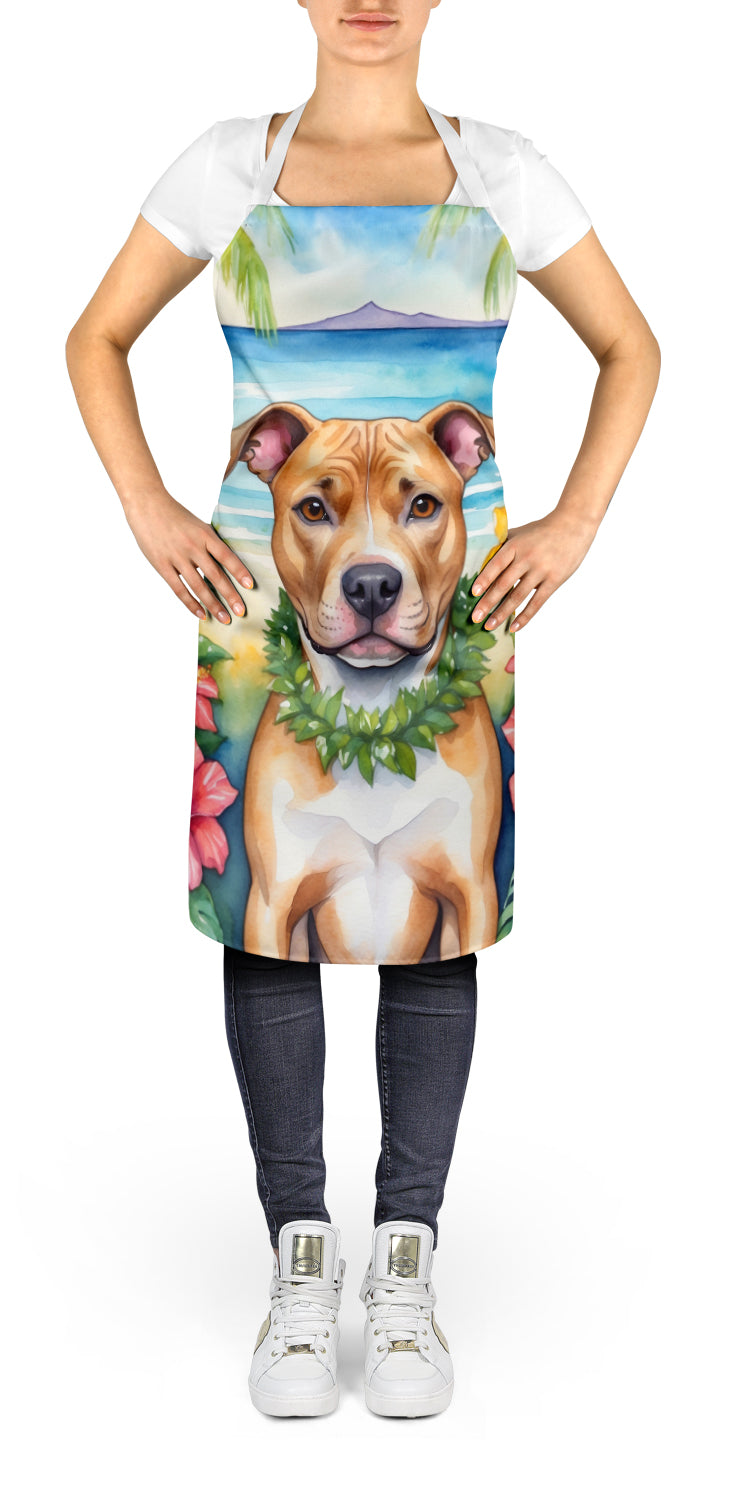 Pit Bull Terrier Luau Apron Cooking Kitchen Server Baking Crafts Gardening for Adult Women Men, Unisex, Large, Multicolor