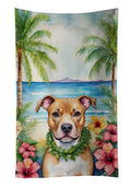 Pit Bull Terrier Luau Kitchen Towel Velour Plush Front and Cotton Loop Back Machine Washable