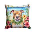 Pit Bull Terrier Luau Decorative Throw Pillow 18x18 Indoor Outdoor Accent Cushion, Fabric Cover with Insert for Sofa, Bed, Porch & Living Room