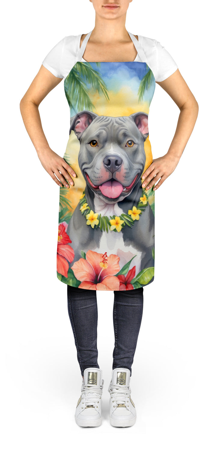 Pit Bull Terrier Luau Apron Cooking Kitchen Server Baking Crafts Gardening for Adult Women Men, Unisex, Large, Multicolor