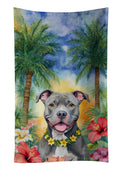 Pit Bull Terrier Luau Kitchen Towel Velour Plush Front and Cotton Loop Back Machine Washable