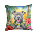 Pit Bull Terrier Luau Decorative Throw Pillow 18x18 Indoor Outdoor Accent Cushion, Fabric Cover with Insert for Sofa, Bed, Porch & Living Room