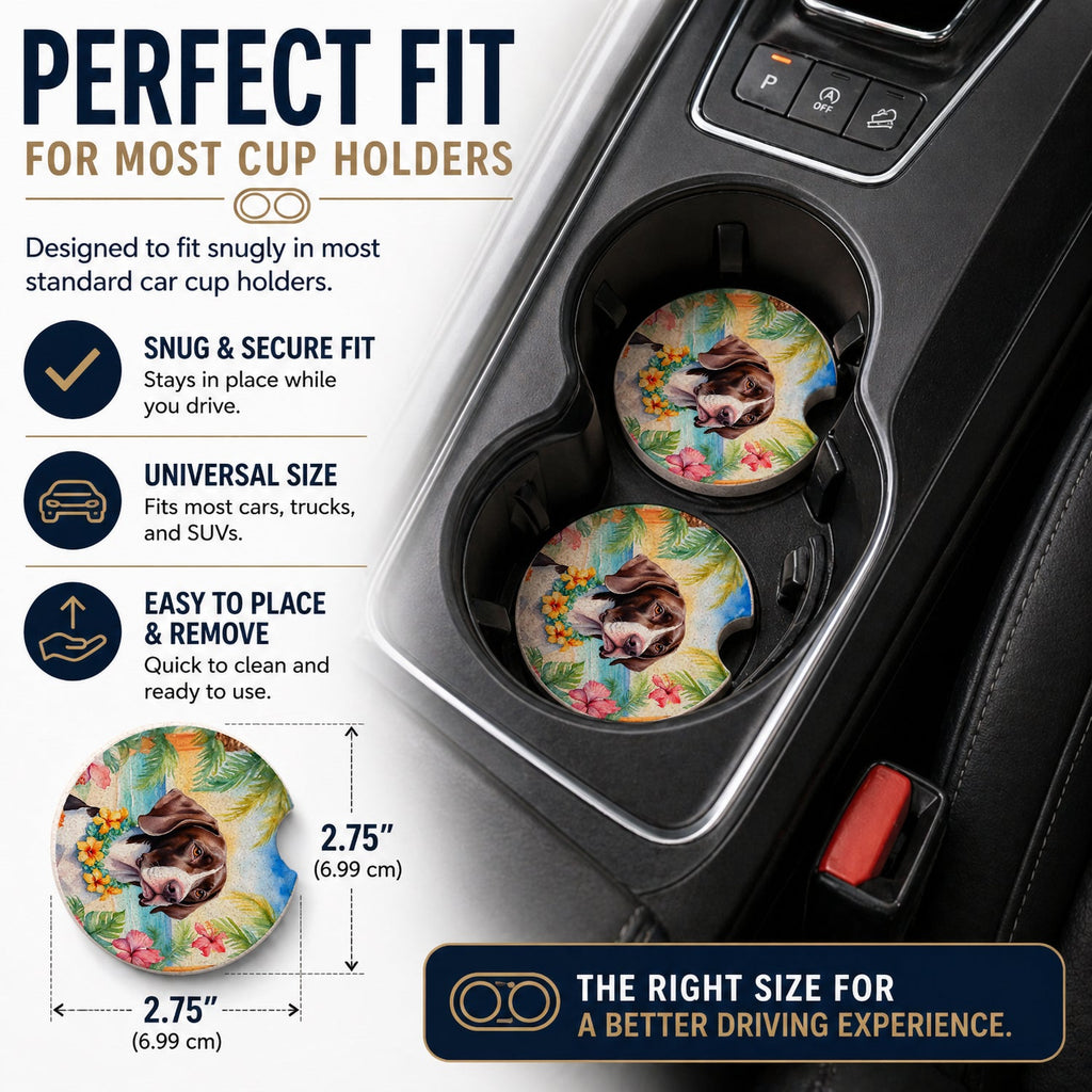 Pointer Luau Set of 2 Cup Holder Car Coasters Absorbent Round Sandstone Coasters Gifts for Men or Women, 2.5, Multicolor