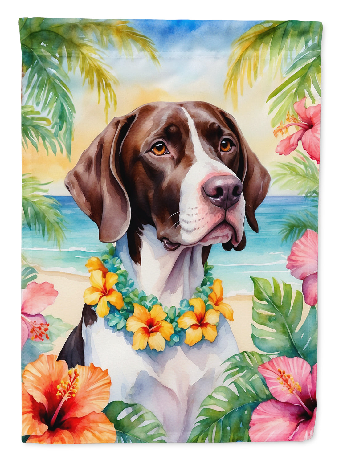Pointer Luau House Flag 28x40 Porch Sleeve Pole Decorative Outside Yard Banner Artwork Wall Hanging, Polyester