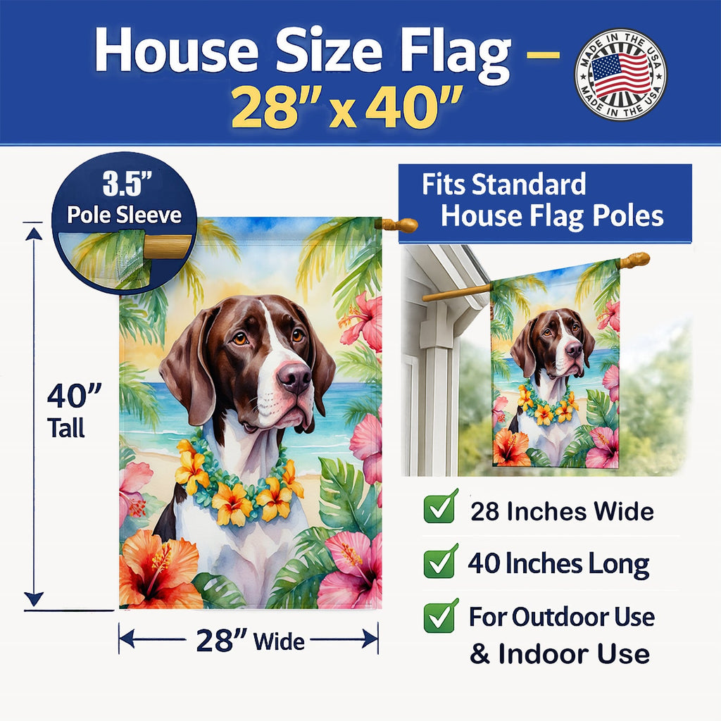 Pointer Luau House Flag 28x40 Porch Sleeve Pole Decorative Outside Yard Banner Artwork Wall Hanging, Polyester