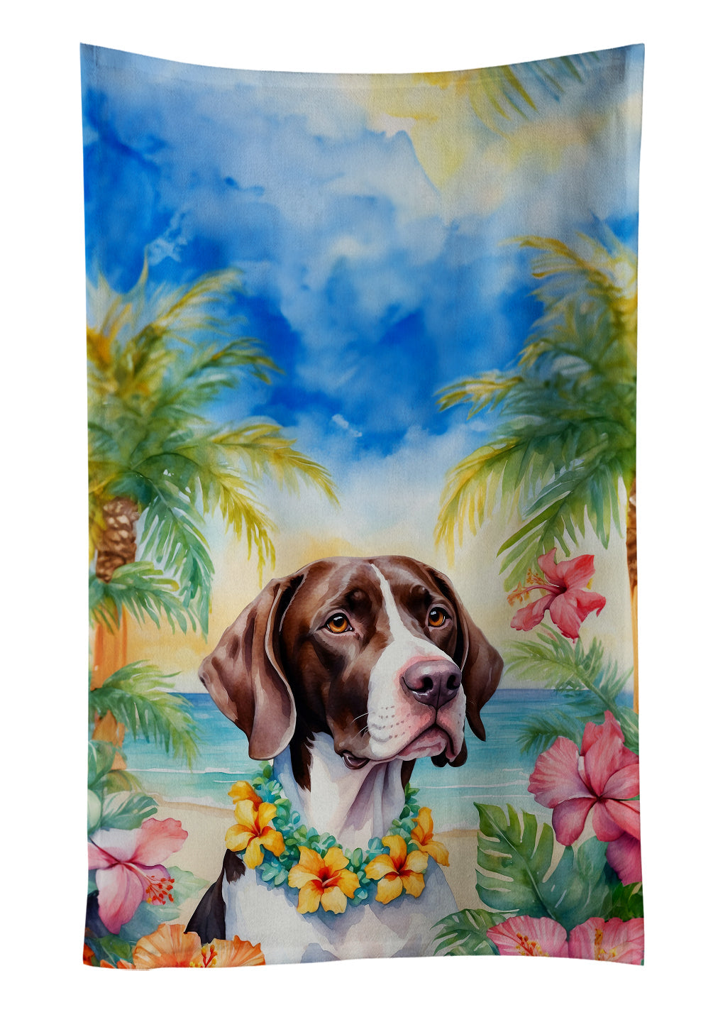 Pointer Luau Kitchen Towel Velour Plush Front and Cotton Loop Back Machine Washable