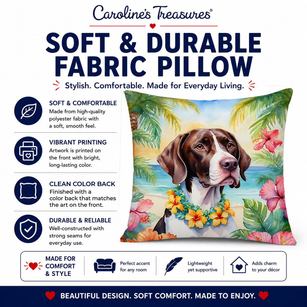 Pointer Luau Decorative Throw Pillow 14x14 Indoor Outdoor Accent Cushion, Fabric Cover with Insert for Sofa, Bed, Porch & Living Room