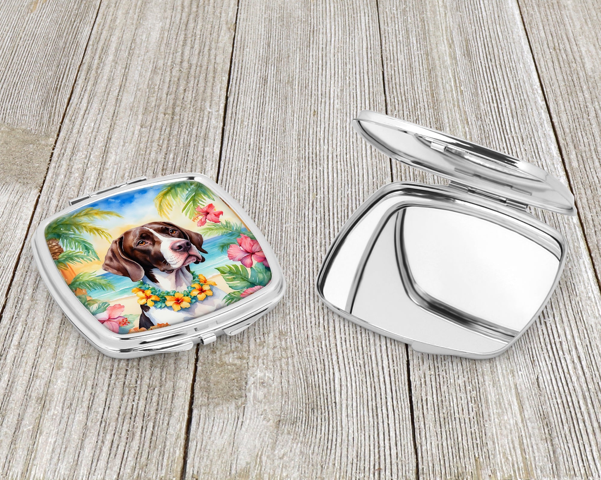 Pointer Luau Compact Mirror Decorative Travel Makeup Mirror for Women Girls Gifts Pocket Makeup Mirror Folding Handheld
