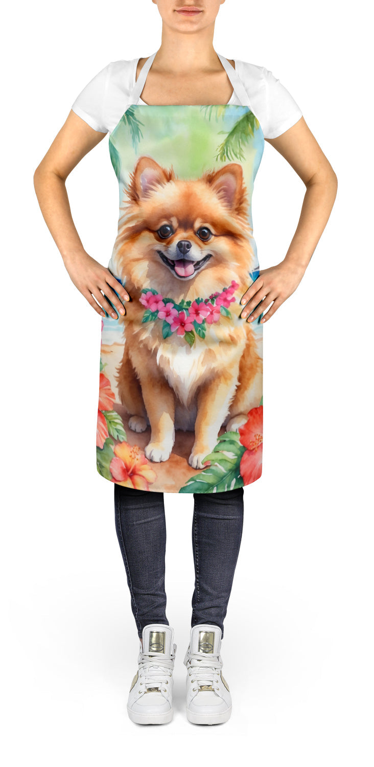 Pomeranian Luau Apron Cooking Kitchen Server Baking Crafts Gardening for Adult Women Men, Unisex, Large, Multicolor