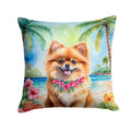 Pomeranian Luau Decorative Throw Pillow 18x18 Indoor Outdoor Accent Cushion, Fabric Cover with Insert for Sofa, Bed, Porch & Living Room