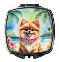 Pomeranian Luau Compact Mirror Decorative Travel Makeup Mirror for Women Girls Gifts Pocket Makeup Mirror Folding Handheld