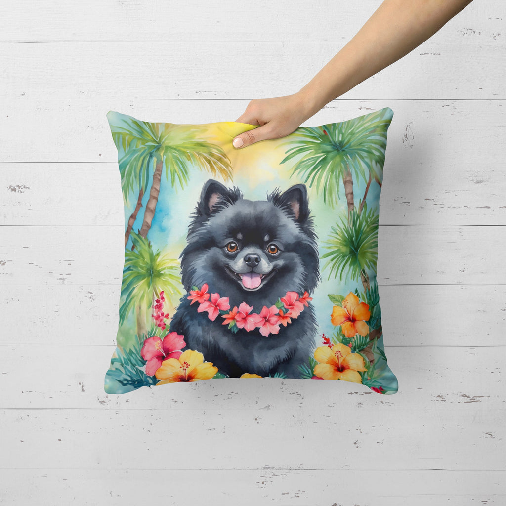 Pomeranian Luau Decorative Throw Pillow 18x18 Indoor Outdoor Accent Cushion, Fabric Cover with Insert for Sofa, Bed, Porch & Living Room