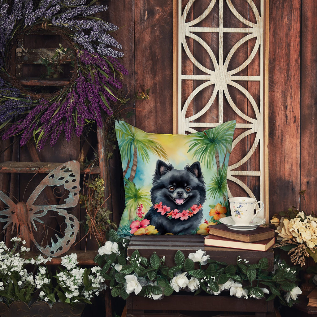 Pomeranian Luau Decorative Throw Pillow 18x18 Indoor Outdoor Accent Cushion, Fabric Cover with Insert for Sofa, Bed, Porch & Living Room