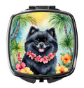 Pomeranian Luau Compact Mirror Decorative Travel Makeup Mirror for Women Girls Gifts Pocket Makeup Mirror Folding Handheld