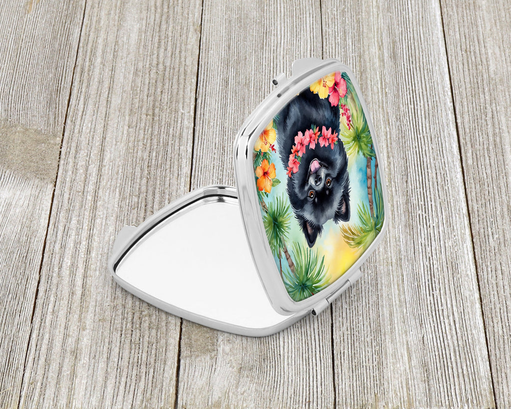 Pomeranian Luau Compact Mirror Decorative Travel Makeup Mirror for Women Girls Gifts Pocket Makeup Mirror Folding Handheld