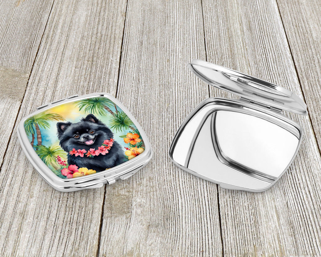 Pomeranian Luau Compact Mirror Decorative Travel Makeup Mirror for Women Girls Gifts Pocket Makeup Mirror Folding Handheld