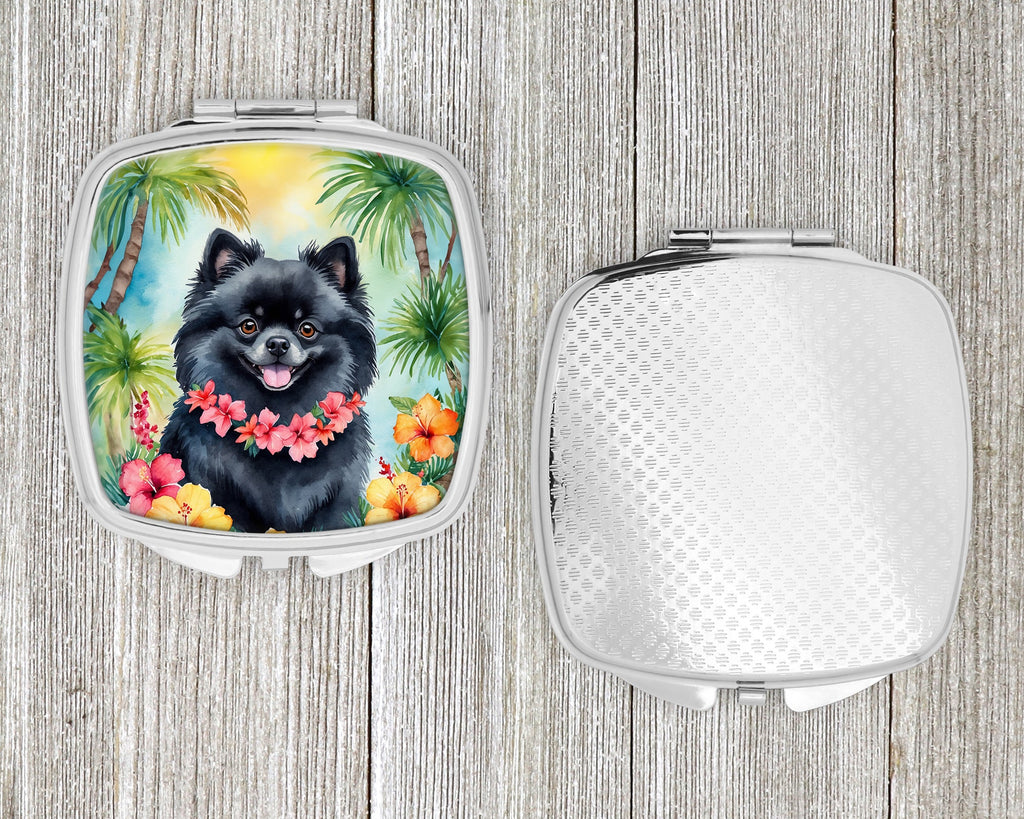Pomeranian Luau Compact Mirror Decorative Travel Makeup Mirror for Women Girls Gifts Pocket Makeup Mirror Folding Handheld