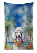 White Poodle Luau Kitchen Towel Velour Plush Front and Cotton Loop Back Machine Washable