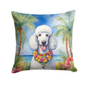 White Poodle Luau Decorative Throw Pillow 18x18 Indoor Outdoor Accent Cushion, Fabric Cover with Insert for Sofa, Bed, Porch & Living Room