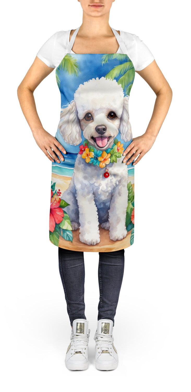 White Poodle Luau Apron Cooking Kitchen Server Baking Crafts Gardening for Adult Women Men, Unisex, Large, Multicolor
