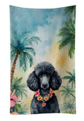 Black Poodle Luau Kitchen Towel Velour Plush Front and Cotton Loop Back Machine Washable