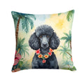 Black Poodle Luau Decorative Throw Pillow 18x18 Indoor Outdoor Accent Cushion, Fabric Cover with Insert for Sofa, Bed, Porch & Living Room