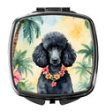 Black Poodle Luau Compact Mirror Decorative Travel Makeup Mirror for Women Girls Gifts Pocket Makeup Mirror Folding Handheld