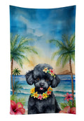 Black Poodle Luau Kitchen Towel Velour Plush Front and Cotton Loop Back Machine Washable