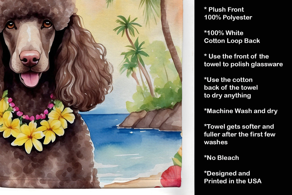 Chocolate Poodle Luau Kitchen Towel Velour Plush Front and Cotton Loop Back Machine Washable