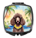 Chocolate Poodle Luau Compact Mirror Decorative Travel Makeup Mirror for Women Girls Gifts Pocket Makeup Mirror Folding Handheld