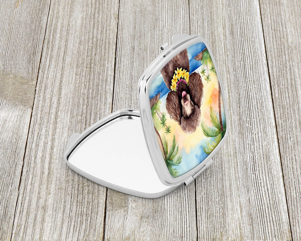 Chocolate Poodle Luau Compact Mirror Decorative Travel Makeup Mirror for Women Girls Gifts Pocket Makeup Mirror Folding Handheld