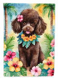 Chocolate Poodle Luau House Flag 28x40 Porch Sleeve Pole Decorative Outside Yard Banner Artwork Wall Hanging, Polyester