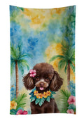 Chocolate Poodle Luau Kitchen Towel Velour Plush Front and Cotton Loop Back Machine Washable