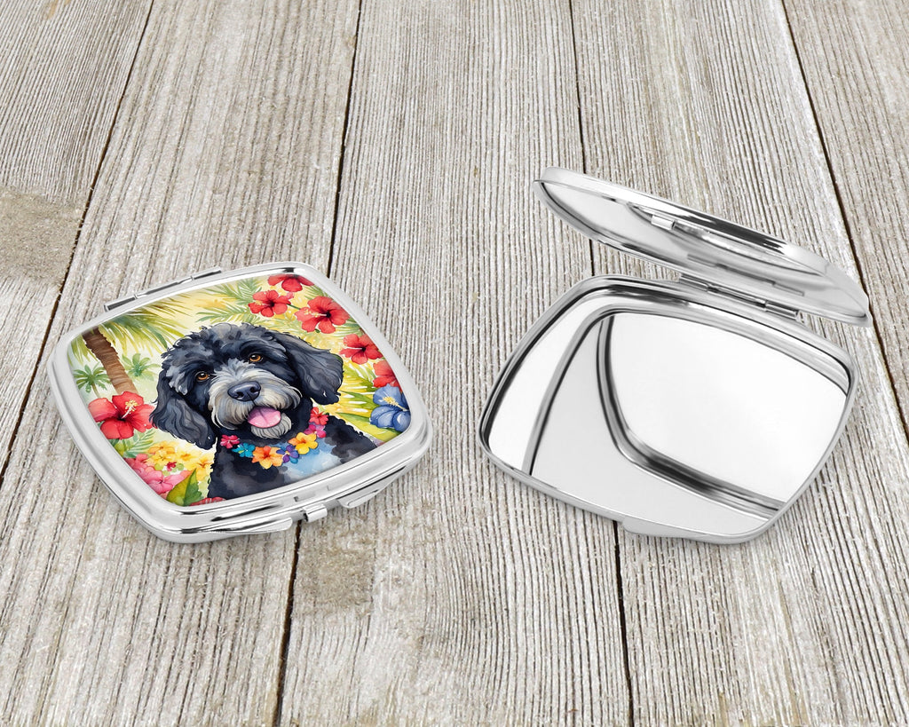 Portuguese Water Dog Luau Compact Mirror Decorative Travel Makeup Mirror for Women Girls Gifts Pocket Makeup Mirror Folding Handheld